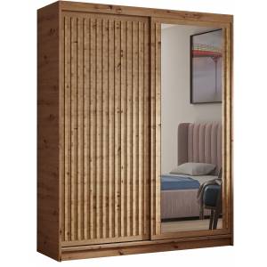 Szafa przesuwna z lustrem LAMELE garderoba DORIS dąb artisan